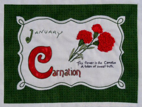 Celebrating Flowers Block of the Month - January Carnations