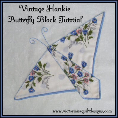 Vintage Hankie Butterfly Block Quilt Pattern Tutorial