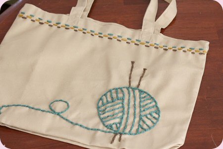 Handwork Yarn Embroidered Knitting Bag Tutorial