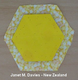 Lay Hexagon Template onto Fabric