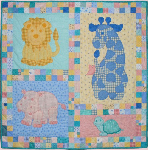Stuffies Quilt Layout with Timmy the Turtle Baby Quilt Pattern