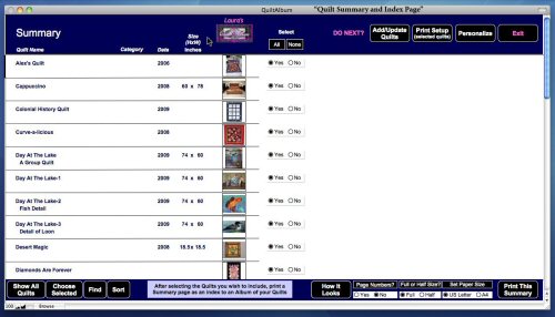 QuiltAlbum Summary Screenshop