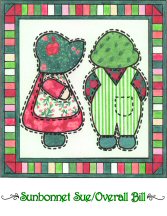 Sampler Sunbonnet Sue Overall Bill Printable Note Card