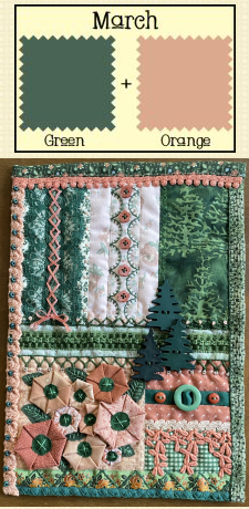 Let's Play 2025 March Green & Orange Mini Quilt