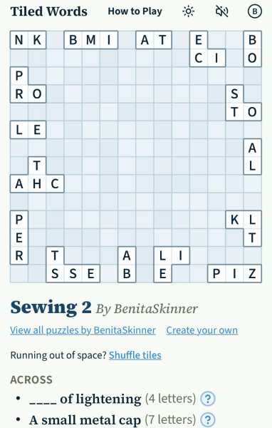 Tiled Words Sewing 2 Puzzle