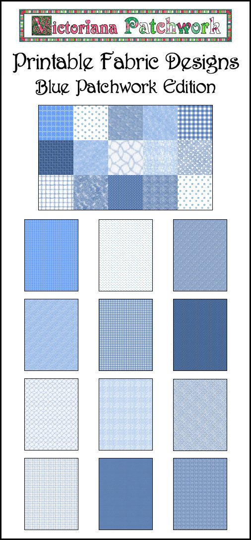 Blue Patchwork Printable Fabric Designs Edition