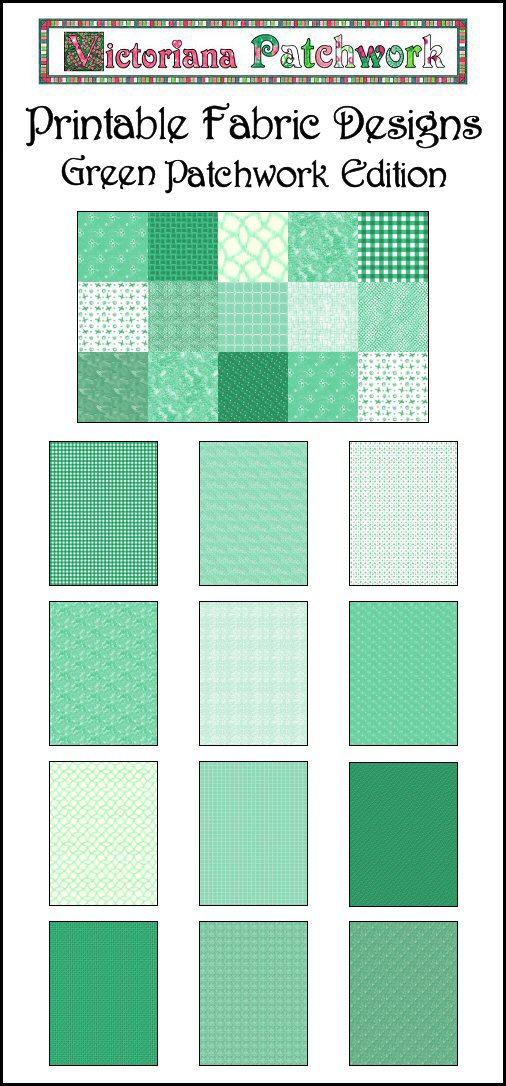 Green Patchwork Printable Fabric Designs Edition