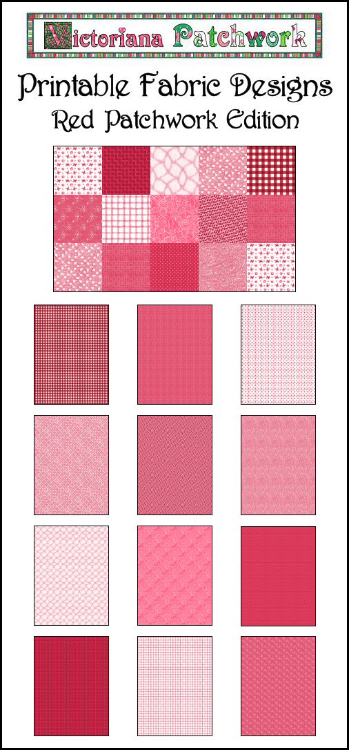 Red Patchwork Printable Fabric Designs Edition