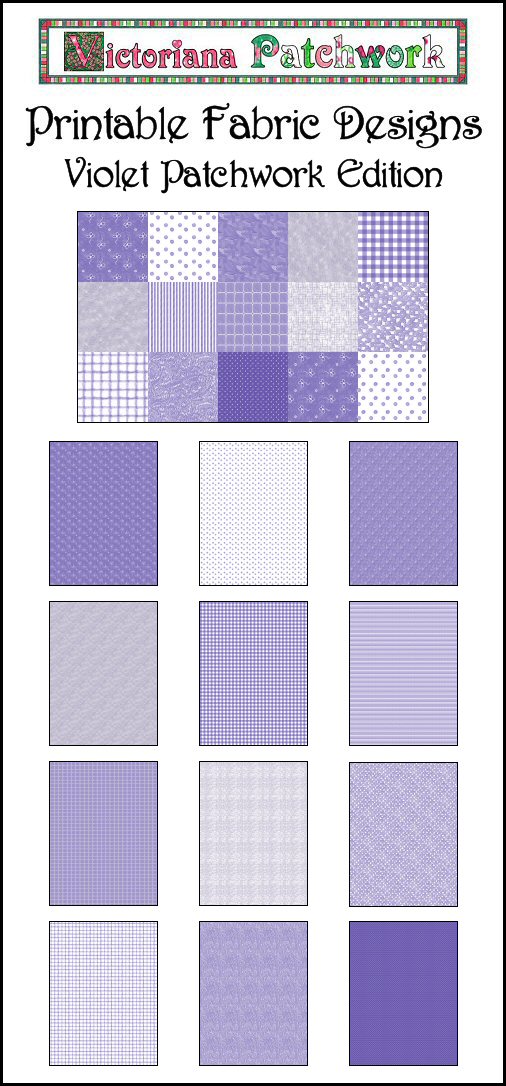 Violet Patchwork Printable Fabric Designs Edition