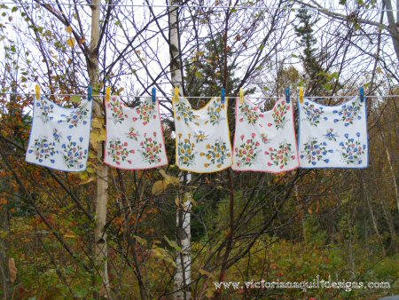 Vintage Hankies on Clothesline