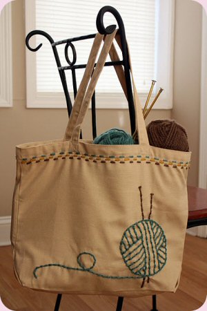 Handwork Yarn Embroidered Knitting Bag Tutorial