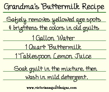 Grandma's Buttermilk Recipe to Whiten Older Fabrics & Quilts