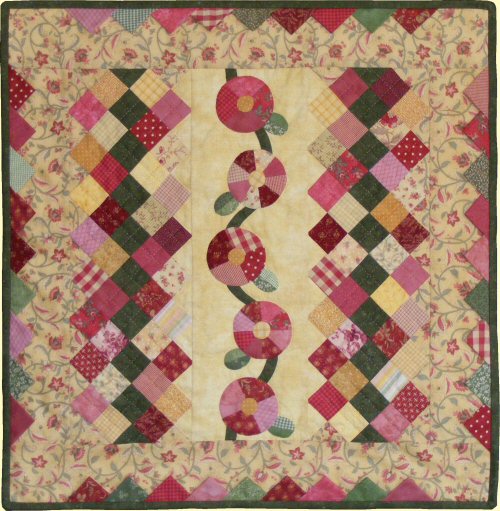Let's Have a Cuppa! Table Topper Quilt Pattern with Easy Peasy Dresden Flowers