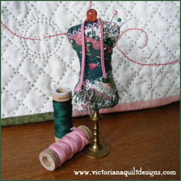 Crazy Quilt Dress Form Pincushion