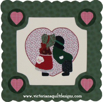 Close Up of the Valentine Block from Sunbonnet Family Gallery Quilt
