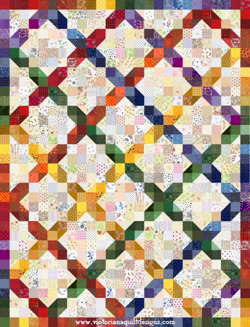 Scrappy Rainbow Crossroads Quilt Pattern