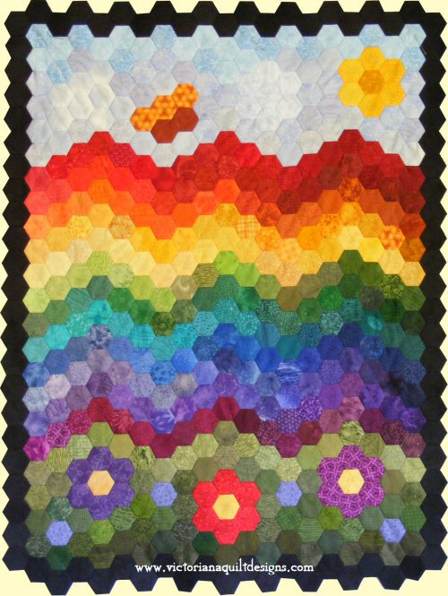 Sew Over the Rainbow Hexie Quilt Pattern
